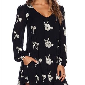 Free people black & white embroidered dress